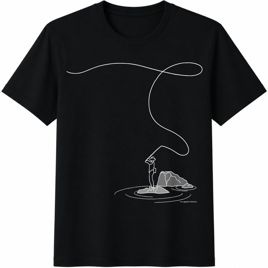 Fly Fishing Hand Original Cotton T-Shirt in Black