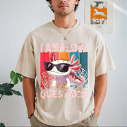 I Axolotl Questions Retro Vintage Washed T-Shirt in Beige