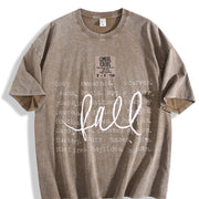 Cozy Fall Autumn Season Favorite Word Vintage Washed T-Shirt in Brown