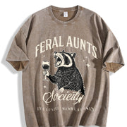 Feral Aunts Society Vintage Washed T-Shirt in Brown