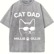 Custom Cat Dad for Cat Dad Vintage Washed T-Shirt in Gray