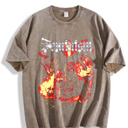 Feminism Dragon Castle Vintage Washed T-Shirt in Brown