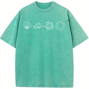 Beach Bum Vacation Cute vintage washed oversized T-shirt in Blue