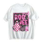 Coquette Halloween Pink Halloween Cotton T-Shirt in White