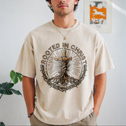 Rooted in Christ Jesus Vintage Washed T-Shirt in Beige