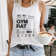 Gym Rat Nutrition Label Crew-neck Sleeveless Vest Outdoor Women's Color Cotton Tank Top in White