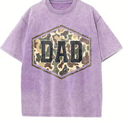 Camouflage Dad Retro Varsity Dad Vintage Washed T-Shirt in Purple