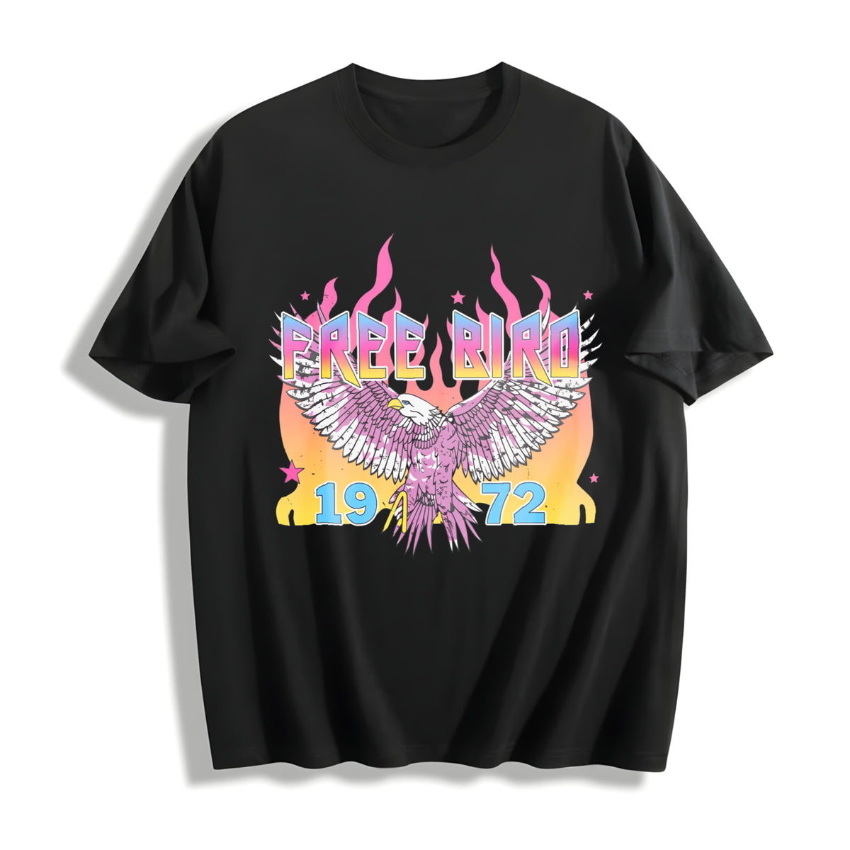 Free Bird 1972 America Cotton T-Shirt in Black