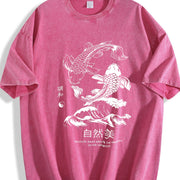 Koi Fish Natural Beauty Vintage Washed T-Shirt in Red