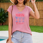 Dirty Martini Club Cocktail Crisscross V-neck Sleeveless Women's Color Cotton Tank Top in Pink