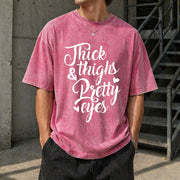 THICK Thighs & Pretty EYES Vintage Washed T-Shirt in Red