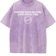 Kindness Beats Bullying Every Single Time Vintage Washed T-Shirt in Purple