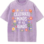 Celebrate Minds of for All Kinds Vintage Washed T-Shirt in Purple