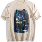 Wolf Pack Classic 90s Vintage Washed T-Shirt in Beige