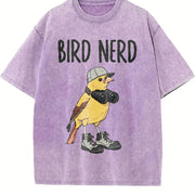 Bird Nerd vintage washed oversized T-shirt in Purple