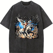 Storm Horse Lightning Vintage Washed T-Shirt in Black