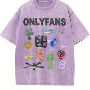 Onlyfans Cursed Ironic Twitter Meme Vintage Washed T-Shirt in Purple