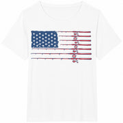 American Flag Fishing Rods Cotton T-Shirt in White