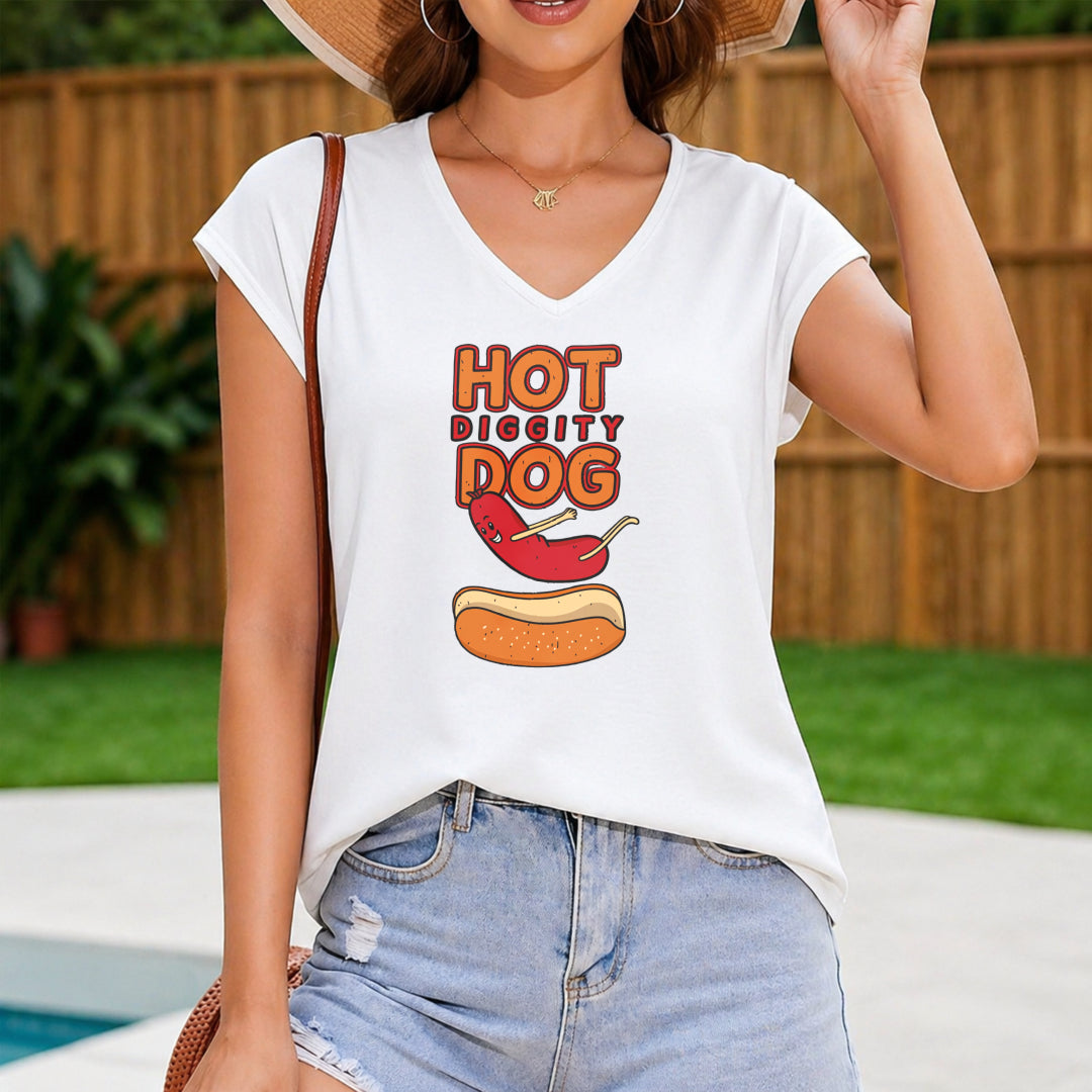 Fashionable Tank with a Fun Hot Dog Women's Color Cotton Tank Top in White