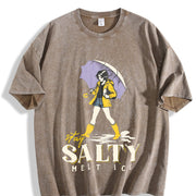 No Ice Stay Salty Melt ICE Pro Immigration vintage washed oversized T-shirt in Brown