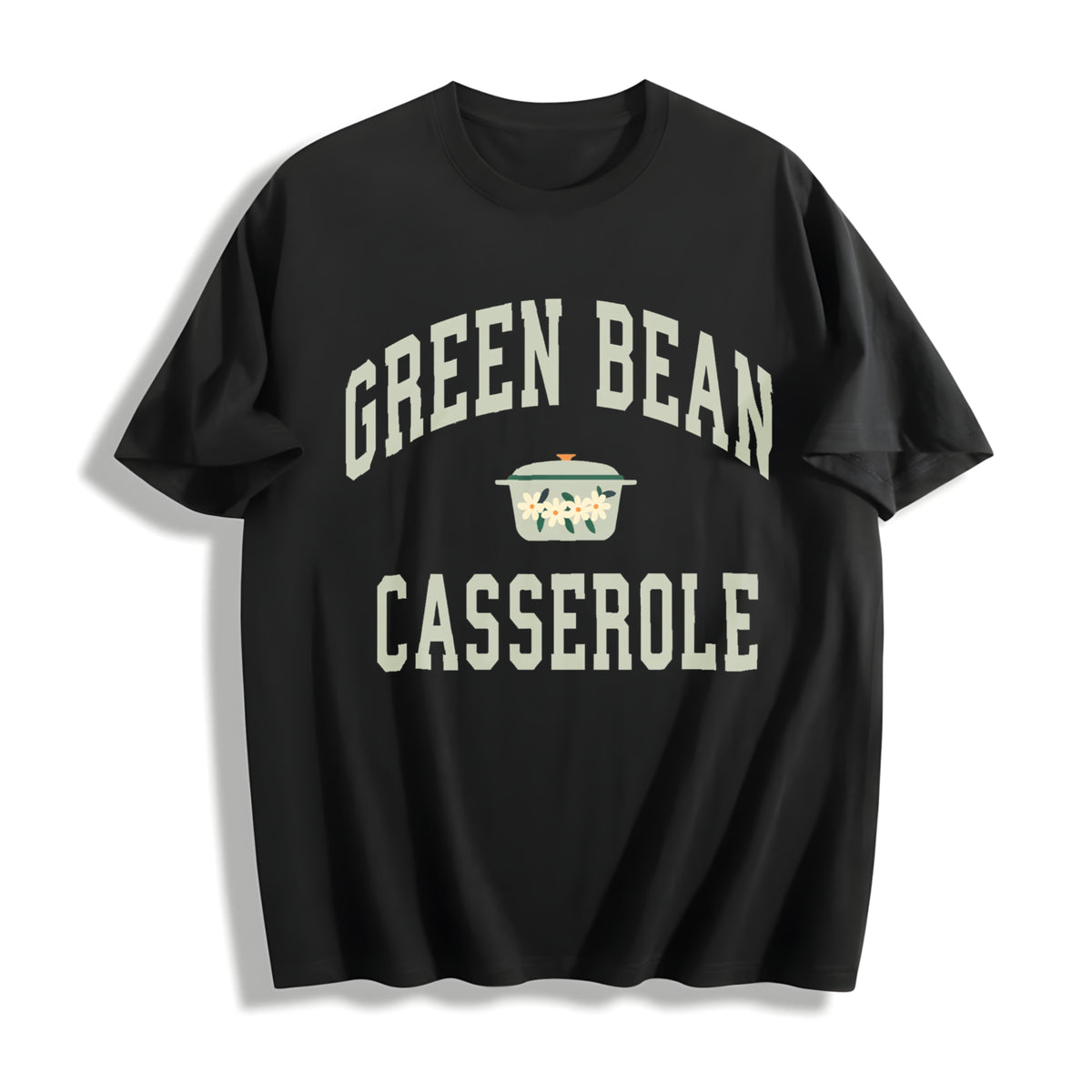 Green Bean Casserole Cotton T-Shirt in Black