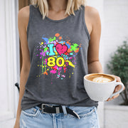 I Love the 80s Women's Color Cotton Tank Top in Gray
