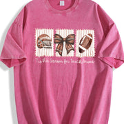 Football Tis the Season for Touchdowns Vintage Washed T-Shirt in Red
