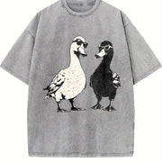 Ducks with Sunglasses Premium Vintage Washed T-Shirt in Gray