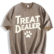Treat Dealer – Dog Lover Dog Dad & Dog Mom Pet Parent Paw vintage washed oversized T-shirt in Brown