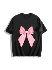 Coquette Christian Pink Bow Faith Cotton T-Shirt in Black