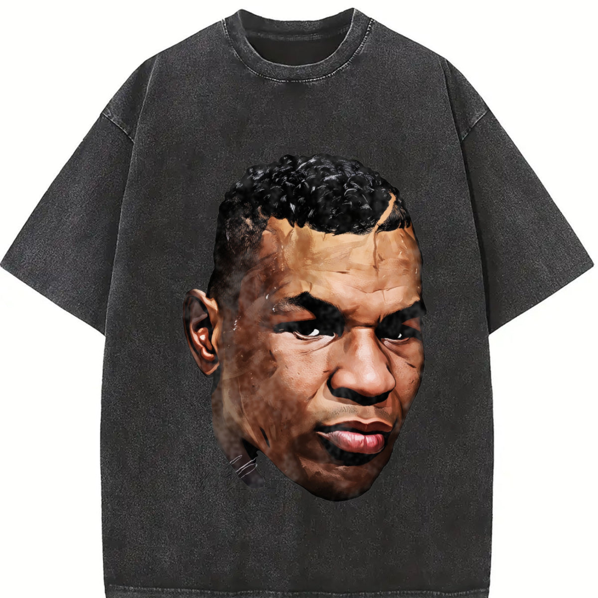 Young Mike Portrait Big Face Custom vintage washed oversized T-shirt in Black