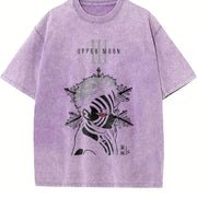 Akaza Demon Slayer vintage washed oversized T-shirt in Purple