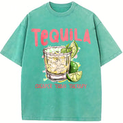 Tequila Drinking for Tequila Lover Cheaper Than Therapy Vintage Washed T-Shirt in Blue