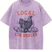 Local Egg Dealer Chicken vintage washed oversized T-shirt in Purple