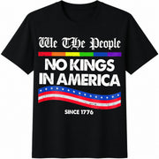 No Kings in America Anti Trump Cotton T-Shirt in Black