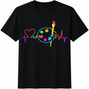 Artist Heartbeat Palette Cotton T-Shirt in Black