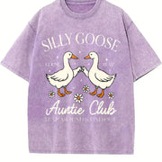 Auntie Aunt Silly Goose Mother’s Day Silly Goose Auntie vintage washed oversized T-shirt in Purple