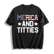 4th of July Merica and Patriotic Adult Humor Cotton T-Shirt in Black