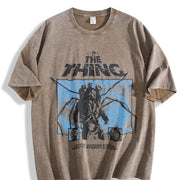 Y2k the Thing Sci-fi Movie Vintage Washed T-Shirt in Brown