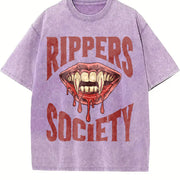 Horror Rippers Society 90s Halloween Vintage Washed T-Shirt in Purple