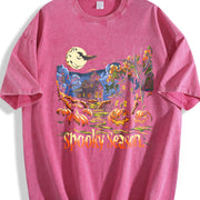 Retro Spooky Season 90s Vintage Washed T-Shirt in Red