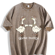 Goose Bumps Western Silly Goose Lover Goose Couple Vintage Washed T-Shirt in Brown
