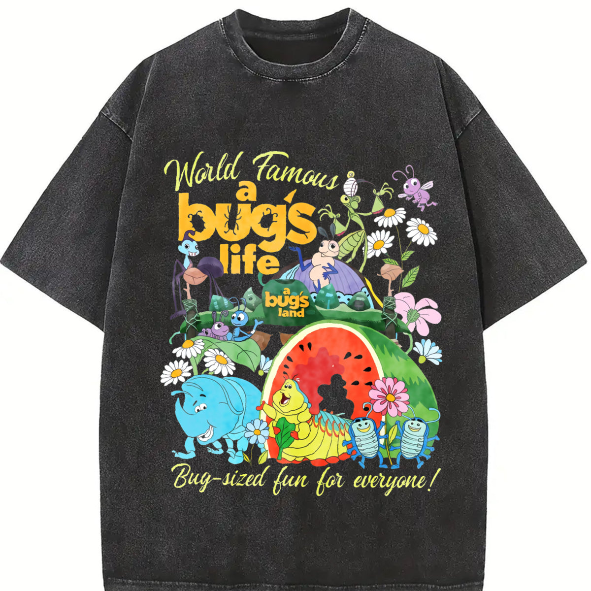 A Bug's Life A Bug's Land Ride Family trip vintage washed oversized T-shirt in Black
