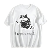 I Require Snacks Raccoon Cotton T-Shirt in White