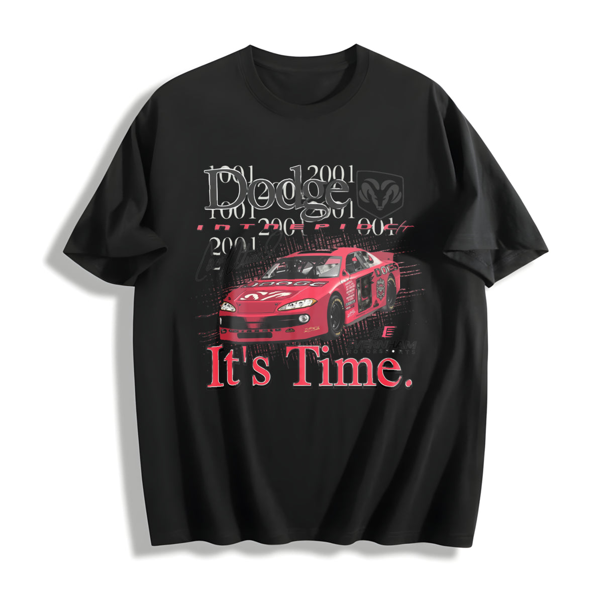 2001 Casey Atwood Dodge White Cotton T-Shirt in Black