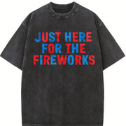 Just Here for the Fireworks Vintage Washed T-Shirt in Black