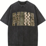 Retro Hunting Camo Mama Deer Hunting Season Duck Camo vintage washed oversized T-shirt in Black