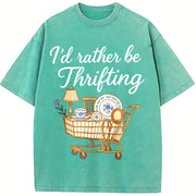 I'd Rather Be Thrifting vintage washed oversized T-shirt in Blue