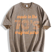 Made in the 70s Original Parts Age Birthday Decade Classic Vintage Washed T-Shirt in Brown