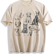 Dogs 90s Tattoo Retro ® Y2k Dog Vintage Washed T-Shirt in Beige
